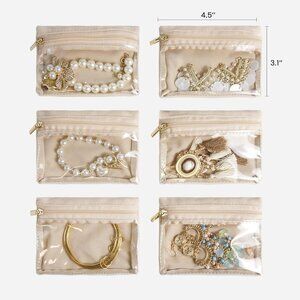 6 Pcs Velvet mini pouch with clear zipper pocket